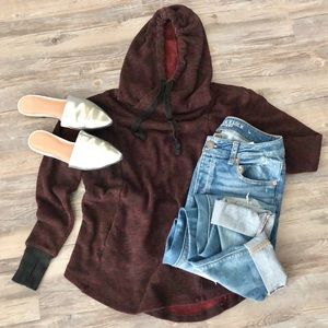 Dark Red Heathered Hoodie